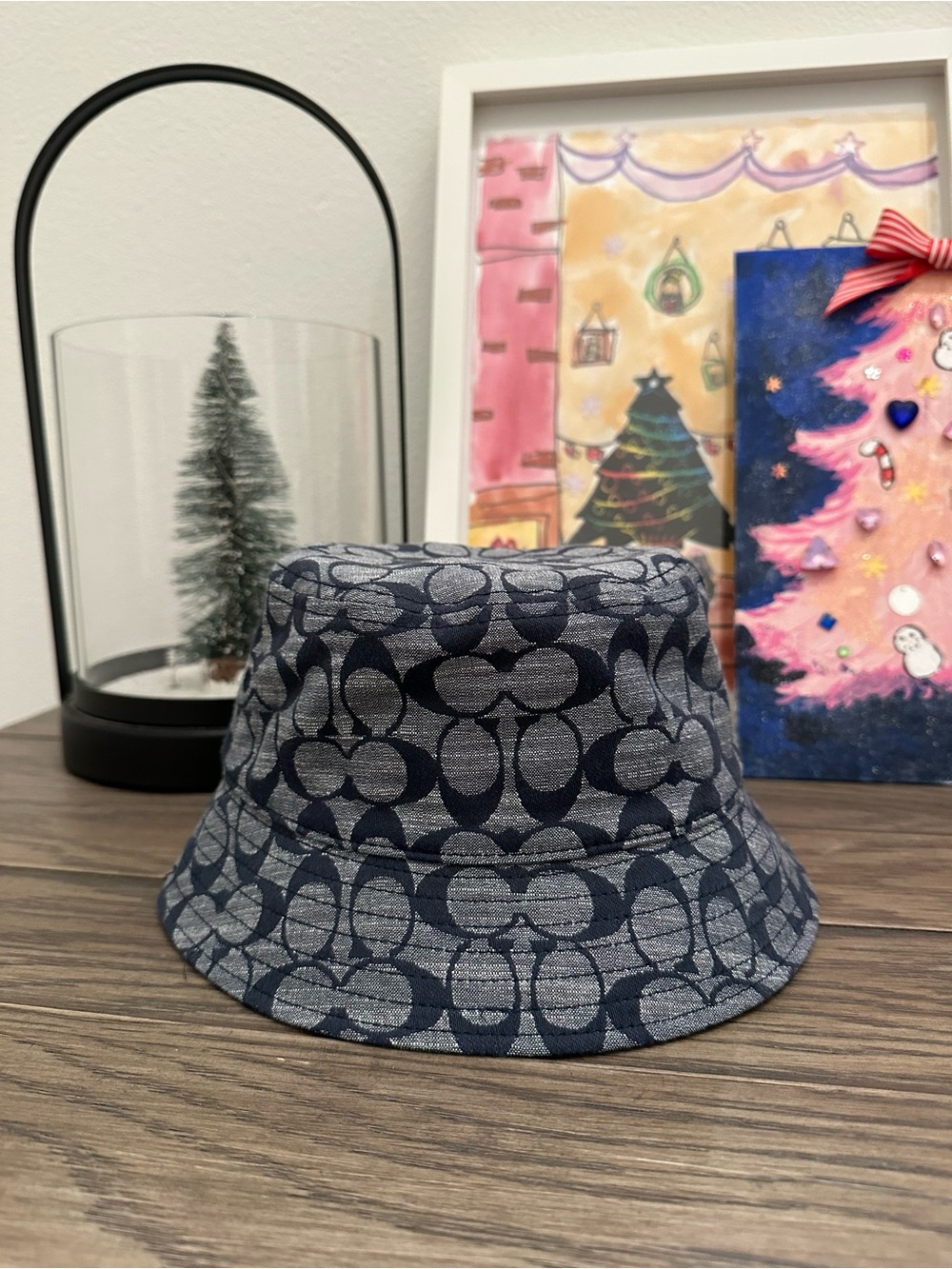 NWT COACH SIGNATURE CHAMBRAY BUCKET HAT CI497 XS/S